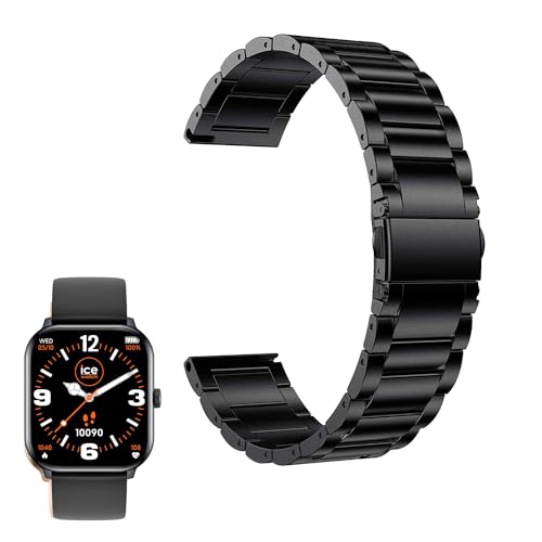 MBROS Compatible pour ICE-WATCH Metal Acier Classique Bracelet De Remplacement Compatible pour ICE-WATCH - Ice Smart Montre Connectée Femme 1.85 inch (Noir)