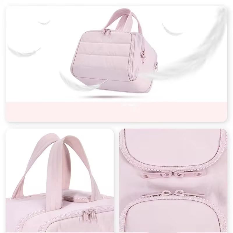 Image of Travel Toiletry Bag, Lightweight Large Wide-Open Travel Bag for Women, Puffy Cosmetic Makeup Bag Organizer, Pink