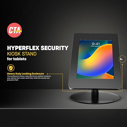 Image of Premium Retail POS Stand - CTA Upscale Tablet Kiosk Stand with 360 Rotation & Locking - for iPad 11 (A16) - Pro 11-inch M4 - Air 11-inch M3- iPad 10th Gen - Galaxy Tab & More Tablets