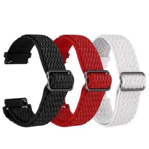 PATIKIL 3 Pcs Braided Watch Strap 20mm, Red/Black/White