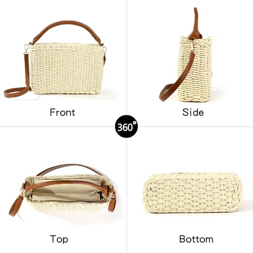 Image of Richeart Summer Purses for Women 2025 - Handwoven Straw Crossbody Bag - Boho Beach Vacation Clutch Purse