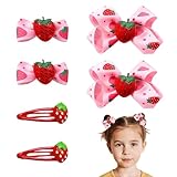 Vesavifaka 6 piezas de accesorios para cabello de fresa Kawaii, pinzas para el cabello de niñas niñas pequeñas – Lazos de cabello rosa, pasadores de fruta, metal hipoalergénico, pinzas