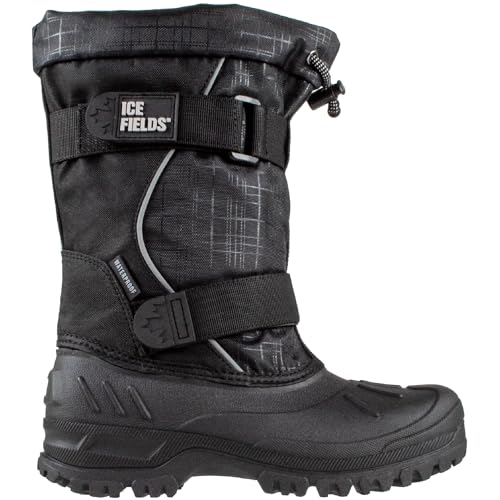 Ice Fields Darrell Big Kid High Snow Winter Boots, Warm, Insulated, Waterproof Shell, Black, Size 5 US