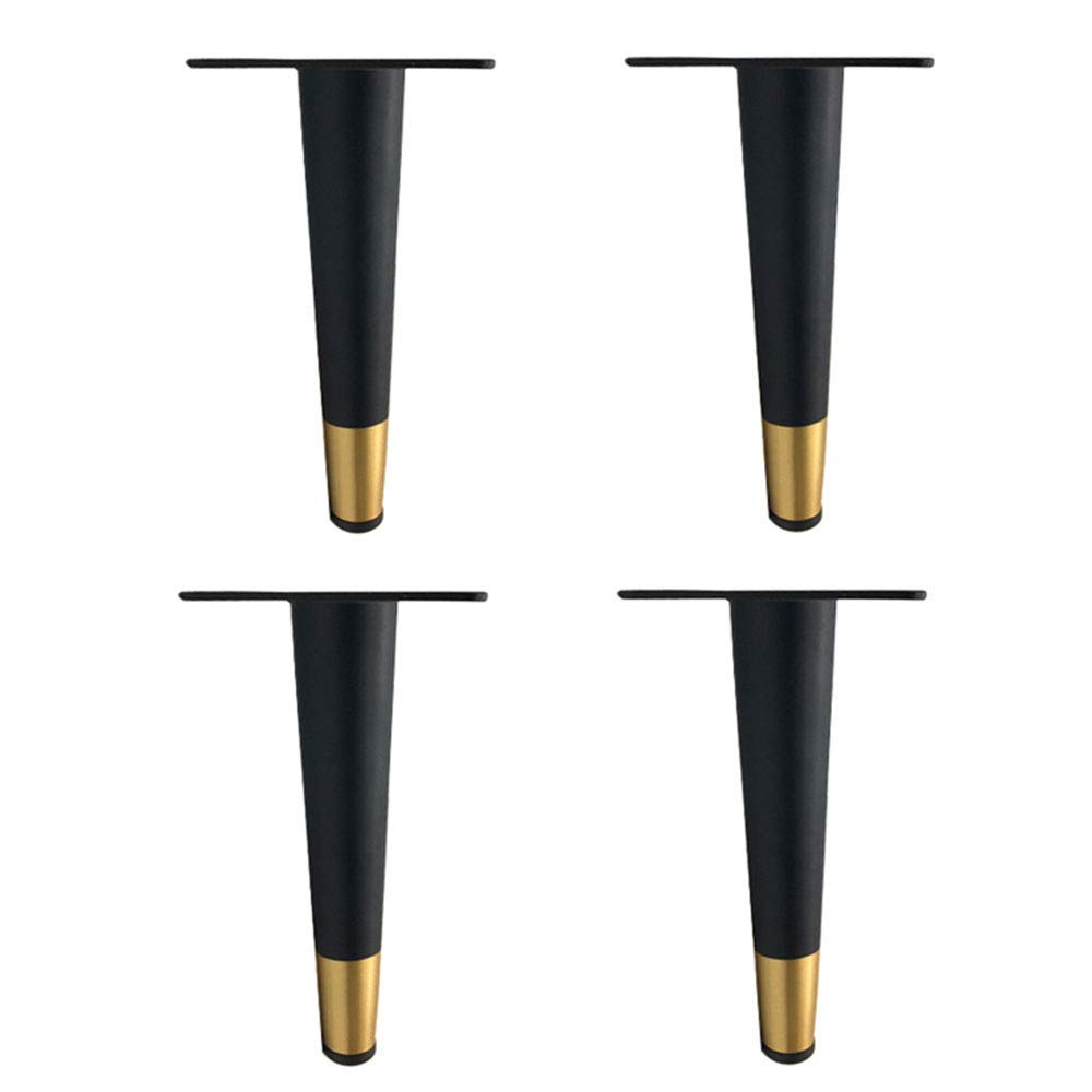 Gambe per mobili a Cono, Gambe per Divano Moderne in Metallo con Base in Ottone, Accessori per armadietti, poggiapiedi, Nere, dritte, 12 cm/4,7 Pollici.