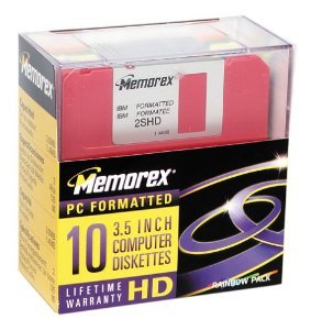 Memorex 3.5' HD Rainbow Disks, 10 Pack 1,44 MB - Disquetes (10 Pack, 1,44 MB)