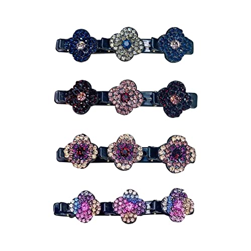 Barrette à cheveux colibri avec fleur en cristal,accessoire de cheveux pour femme en strass,pince latérale à quatre feuilles,pince à cheveux à double couche,mini épingle à cheveux de l'homme paresseux Cover