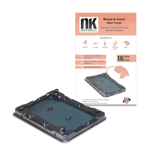 Novokill Sticky Mouse & Insect Glue Traps – 16-Pack Heavy-Duty Glue Plastic Tray, Scented Sticky Traps, Pet-Safe & Non-Toxic, Easy to Use, Indoor Mouse & Bug Control