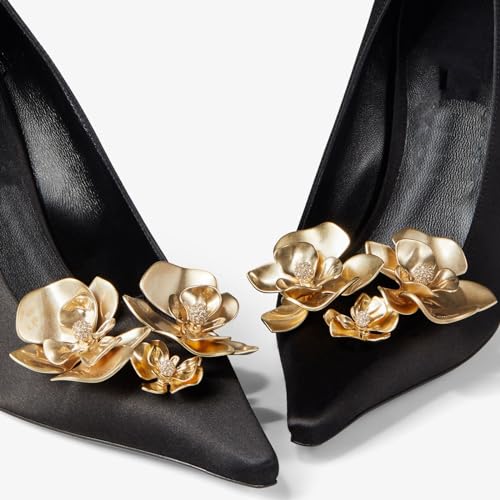 Vertundy Women's Satin Stiletto Pumps with Metal Flowers Classic Pointed Closed Toe High Heels Elegant Dress Shoes3