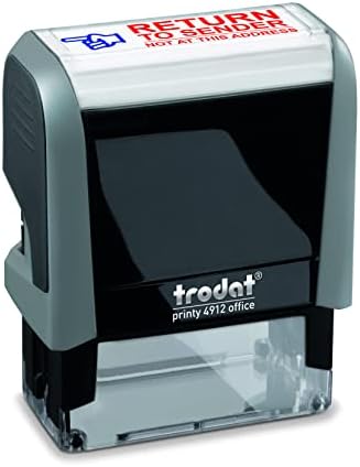 Trodat Stamp 4912 Office Printy with English Text Return to Sender – Self Inking, Red and Blue Ink, Impression Size 3/4" x 1-7/8"