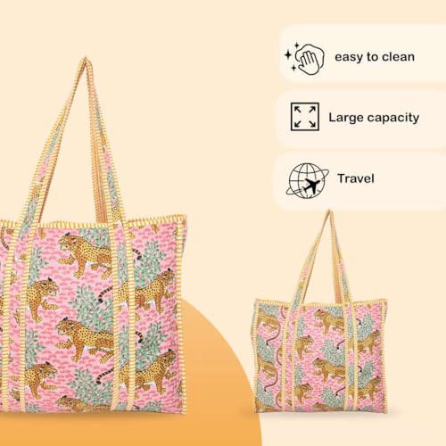 Image of Women's 100% Cotton Lightweight Shoulder Tote Bag with Interior Poeckt Casual Handbag for Women