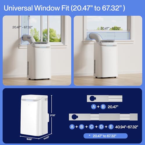 DELLA Sylro Series Smart Portable Air Conditioner, 14,000 BTU Drainage-Free Energy Efficient Cooling AC Units, 49dB Quiet for Bedroom, WiFi App/Voice/Remote Control, Fits 20.5"–67.3" Windows - Image 7