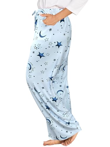 Plus Size Women Pajama Pants Soft Long Sleep Lounge Pants Drawstring Star Floral Printed with Pocket L-5XL3