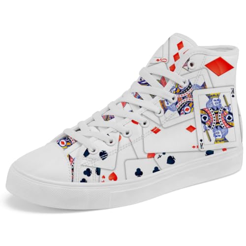 Poker High Top Canvas Shoes for Men Women Playing Cards High Top Sneakers Lace Up Casual Shoes Gifts for Dad Mom