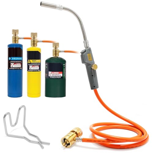 Image of Propane Torch Hand Hose, Mapp Gas Torch,Welding Torch,Hose Length 1.5M /60 inch-with Hook (Rotating Headband ignition)