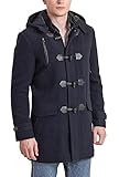 BGSD Men's Tyson Wool Blend Leather Trimmed Toggle Coat Navy X-Large