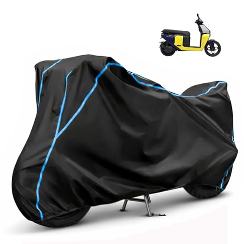 Image of Compatible with TVS Orbiter Waterproof Two Wheeler Scooter Body Cover Water Resistant, Heavy Duty, UV Rays, Dust & Scratch Protection for All-Modal & Variants (Black,Sky Blue Piping)