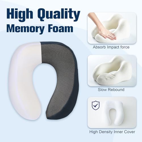 Image of Cirorld Neck Pillow for Traveling, Travel Pillows for Airplanes,100% Pure Memory Foam Travel Neck Pillow, Adjustable Flight Pillow, Portable Plane Accessories with Eye Mask, Earplugs, Carry Bag