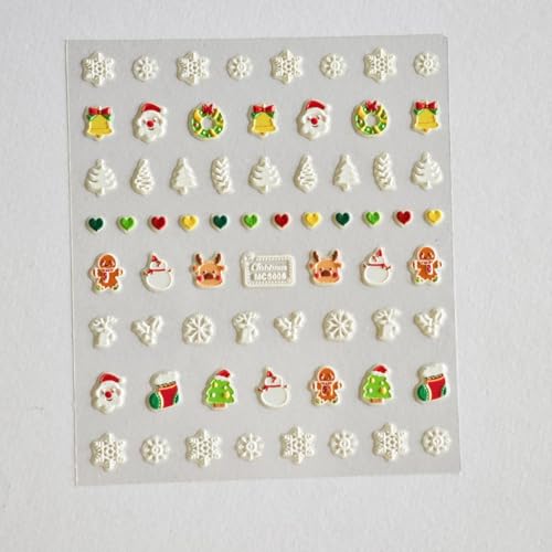 Image of Christmas Noctilucent Nail Art Stickers 5D Embossed Self Adhesive Snowman Nail Decals Christmas Tree Nail Sticker for Nails Art Design for Women Christmas Supplies Manicure Decorations Accessories