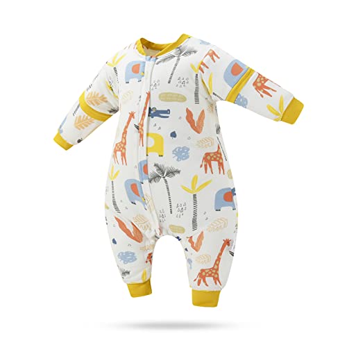 SONARIN Saco de Dormir para Bebé con Piernas,100% Algodón Saco de Dormir con Mangas Extraíbles Súper Suave y Cálido Bebé Mantas Usable para Niños Pequeños de 3 Meses a 7 Años(Jirafa) Cover
