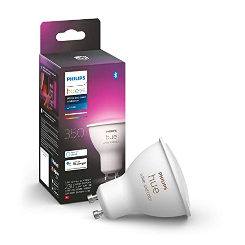Philips Hue Ampoule White & Color Ambiance GU10 230 lm, à intensité variable, jusqu'à 16 millions de couleurs, contrôlable via une application, compatible avec Amazon Alexa (Echo, Echo Dot)