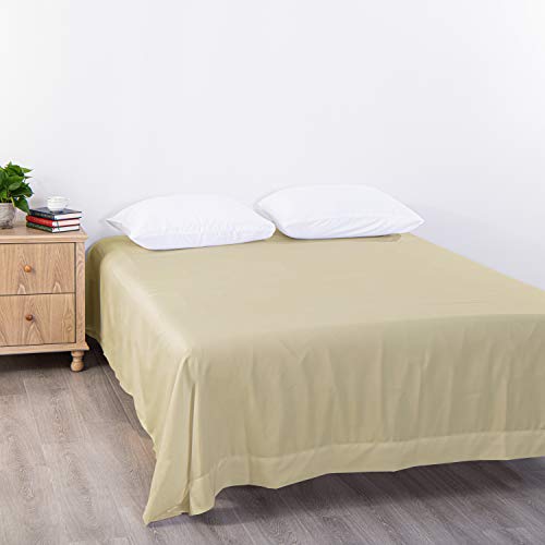 BEDSUM Microfiber Flat Bed Sheet Only, Luxury 1800 Thread Count Wrinkle and Fade Resistant Bedding Sheet, Twin, Khaki