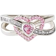 Awareness Of Breast Cancer Infinite Love Ring,Double Heart Infinite Ring, Shiny Zircon Ring,Memorable Women's Breast Cancer Rings,Heart Shaped Breast Cancer Survivor Gifts,for Women Gifts