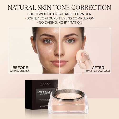 Waterproof Setting Powder, Translucent Powder Setting Powder, Loose Powder Makeup for Oil Control, Sweat Proof Long Lasting Matte Finish for All Skin Makeup — view 4