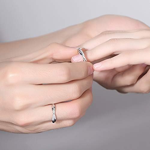GULICX Men Women Silver/Rose Gold 925 Sterling Silver Ring Cross Love Knot Cubic Zirconia CZ Couple/Lovers Eternity Engagement Promise Adjustable Ring Anniversary Wedding Band Rings Jewellery Gifts