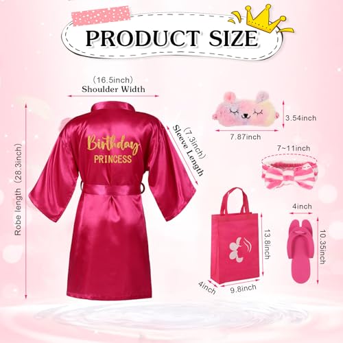 Shihanee 30 Pcs Spa Birthday Party Supplies for Girls 6 Set Sleepover Party Satin Robes Kids Pack Birthday Princess Squad Kit3