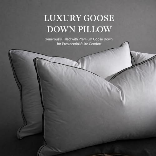 Goose Down Pillows, Standard Size Set of 2 with 3-Layer Design, Hotel Down Bed Pillow for Side, Back, and Stomach Sleepers, Soft 600 Thread Count Cotton Cover–Luxury Hotel Pillows Quality(20" x 26") by NightHug - Used condition - Image 8