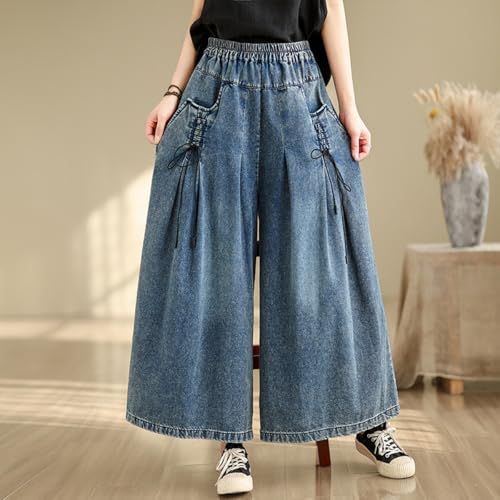BXCNCKD Korean version denim skirt pants for women's loose and slimming casual oversized wide leg jeans4