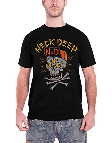 Photo de Neck Deep Skulls T Shirt Imprimé Officiel Musique (Noir) - Medium