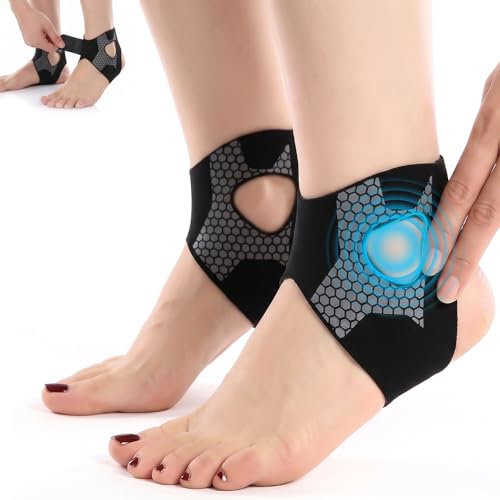 Kichicho Tobillera para Tobillo, 2 Unidades, Transpirable y Fina, Fresca para Verano, con Zona de Tobillo Rebajada para Fijación Específica de la Articulación, Ligera y Compacta