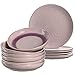Produktbild Leonardo Matera Steingut Geschirrset, 12 teilig, spülmaschinengeeignetes Kombi-Service, Keramik, Suppen- Speise- Teller, rosa Ø 20,7, 27 cm, 026050