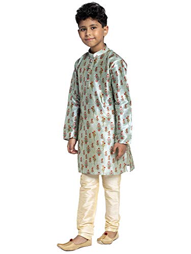 Image of KRAFT INDIA Boys Silk Print Kurta Churidar