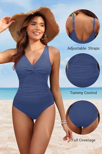 Image of Holipick Women Tummy Control One Piece Swimsuit - Push Up Bathing Suit Full Coverage Slimming Swimwear