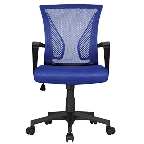 Yaheetech Silla de Oficina con Ruedas Regulable en Altura Múlti Color de Malla con Función de Mecedora Silla Escritorio para Despacho Silla de Estudio