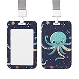 Verschiebbarer Ausweishalter, Kunststoff, vertikaler Ausweishalter für Büro, Cartoon-Oktopus-Abzeichen, Kartenetui, Schutz für Arbeit, Ausweishalter für Fahrer, Krankenschwester, Führerschein, Pässe