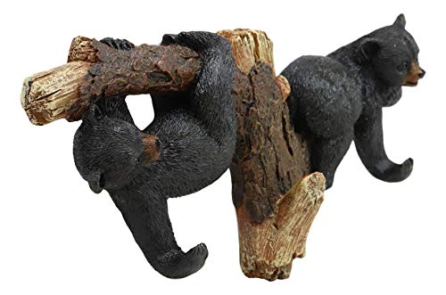 Ebros-Whimsical-Forest-Rustic-2-Playful-Black-Bears-Dangling-On-Tree-Branches-3-Pegs-Wall-Hooks-925-Wide-Hanger-Bear-Themed-Wall-Mount-Coat-Hat-Keys-Hook-Decor-Hanging-Sculpture-Plaque Ebros Whimsical Forest Rustic 2 Playful Black Bears Dangling On Tree Branches 3 Pegs Wall Hooks 925 Wide Hanger Bear Themed Wall Mount Coat Hat Keys Hook Decor Hanging Sculpture Plaque