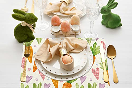 Easter Carrots Placemats Set Of 4,12X18 Inch Cartoon Carrots Heat-Resistant Place Mats,Seasonal Table Decors For Farmhouse Kitchen Dining Holiday Party #TOP5