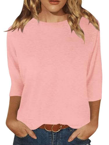 Image of JomeDesign Womens Tops 3 /4 Sleeve Shirts Round Neck Loose Casual Blouses Floral Print Tshirts