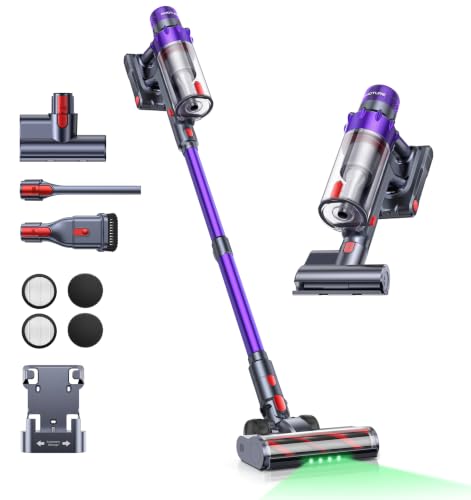 SMOTURE Cordless Vacuum Cleaner 50KPa Powerful Stick Vacuum Cleaner with 600W Motor 65 Min Runtime Auto Mode Detachable Battery LED Touch Screen Vacuum Cleaner for Pet Hair Carpet Hard Floor Stair&Car