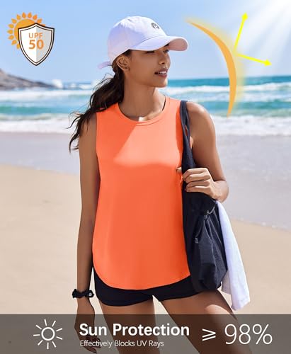 Image of PINSPARK Workout Tank Tops Woman Ice Silk UPF 50+ Athletic Yoga Shirts