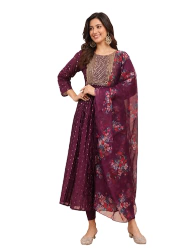 Image of Women's Chanderi Kurta with Legging and Dupatta | Modern & Traditional Blend Ethnic Wear Set | Festive & Casual Summer Kurti with Pants for Party Office & Ethnic Occasions