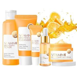 Skin Care Set, Vitamin C Skin Care Sets & Kits, Skin Care for Teenage Girls Gift Set with Cleanser, Toner, Serum, Eye Cream, Facial Cream, Skin Care Sets & Kits for Girls Women (Vitamin C)