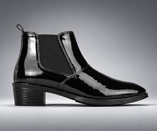 Image of Kraasa Men's Height Increasing Chelsea Boots | PU Leather Slip-On Ankle Boots | Comfortable Formal & Smart Casual Footwear