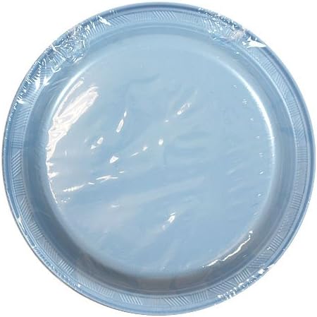 Miniatura 3 de Plato de plástico de color liso azul claro de alta calidad (9 pulgadas), 50 unidades, elegante y duradero, perfecto para fiestas, bodas y uso diario