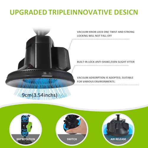 Image of HYS Heavy Duty Radio&Remote Speaker Mic Suction Cup Mount for Radio W /Round Knob&Belt Clip - 3.54in Suction Mount, Quick Install Car Boat Windshield Window Mount for SDS100 BCD436HP XPR7550 APX6000