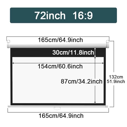 Pantalla de proyección manual retráctil 72 pulgadas 16:9 miniatura 7