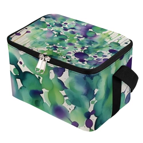 GzLeyigou Lunch Bags for Women Men 9 Cans,Colorful Ink Splashes Hot & Cold Food Delivery Bag Insulated Grocery Bag Insulated Lunch Box Multi Color Dots Cooler Bag for Office Work Picnic Beach